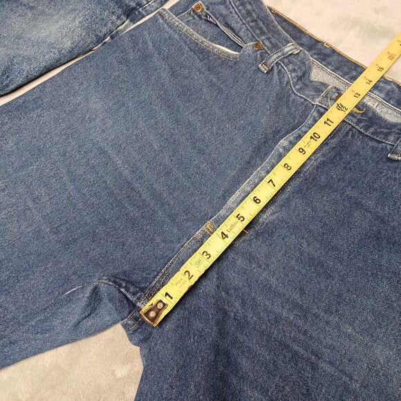 Lot (2) Lee Jeans Mens 42X34 Blue Straight Classic Work USA Made Vtg 80s Denim - Picture 9 of 16
